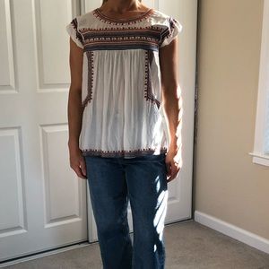 Light embroidered boho top